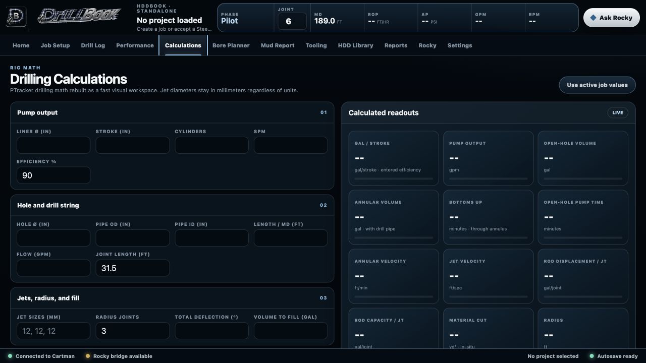 Live DrillBook drilling calculations screen